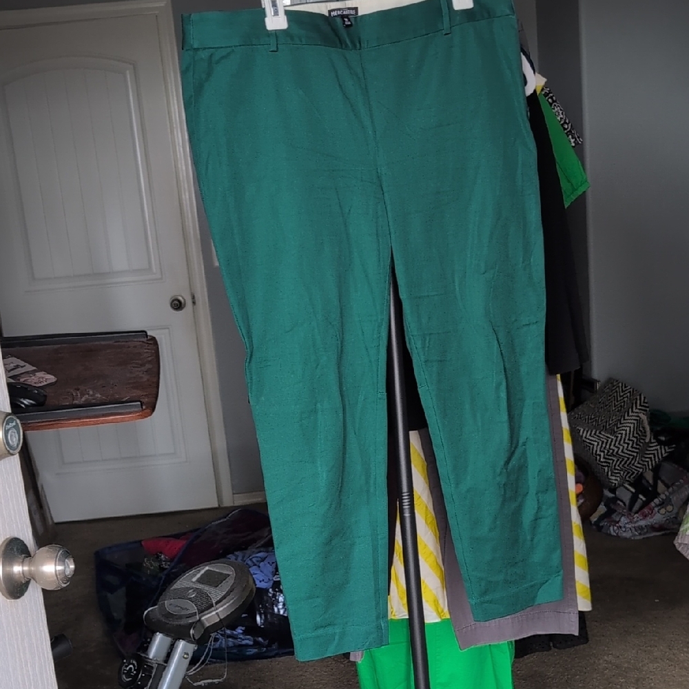 j Crew Mercantile Side Zip Slim Dark Green Trousers